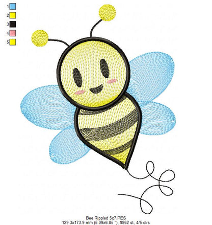 Bee - Rippled Embroidery