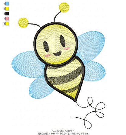 Bee - Rippled Embroidery