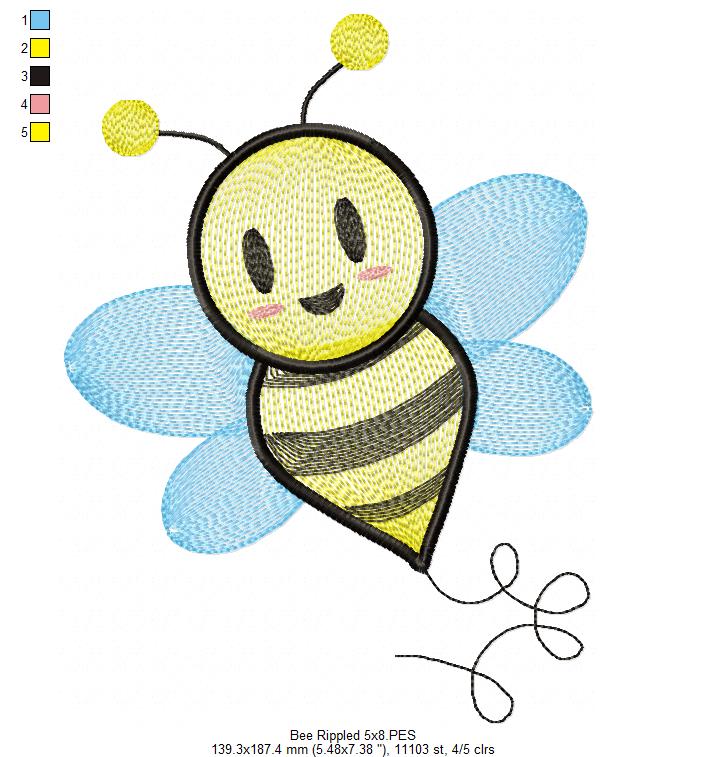 Bee - Rippled Embroidery