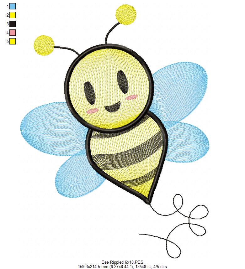Bee - Rippled Embroidery