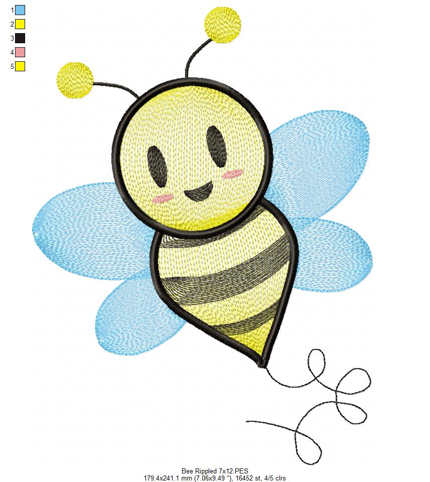 Bee - Rippled Embroidery