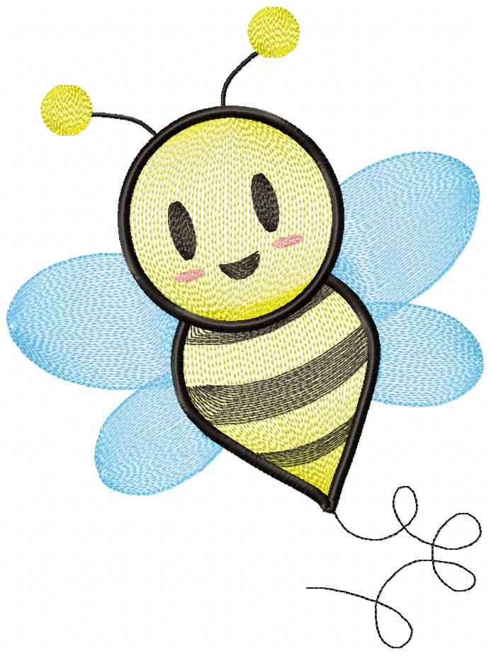 Bee - Rippled Embroidery