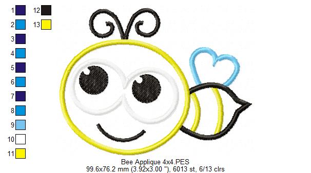 Sweet Little Bee – Appliqué – Machine Embroidery Design