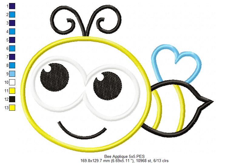 Sweet Little Bee – Appliqué – Machine Embroidery Design