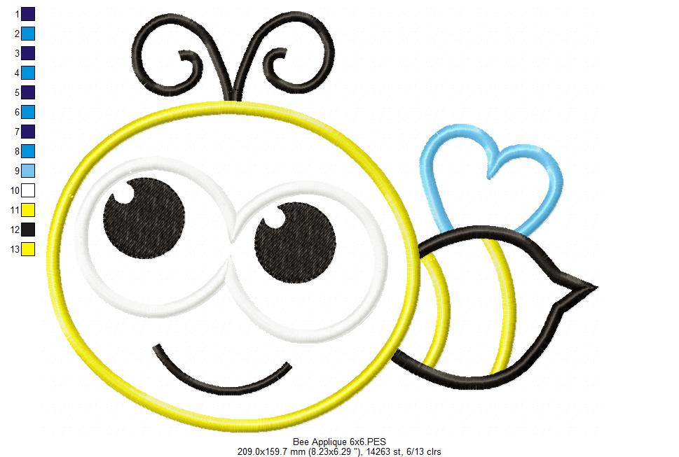 Sweet Little Bee – Appliqué – Machine Embroidery Design