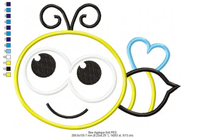 Sweet Little Bee – Appliqué – Machine Embroidery Design