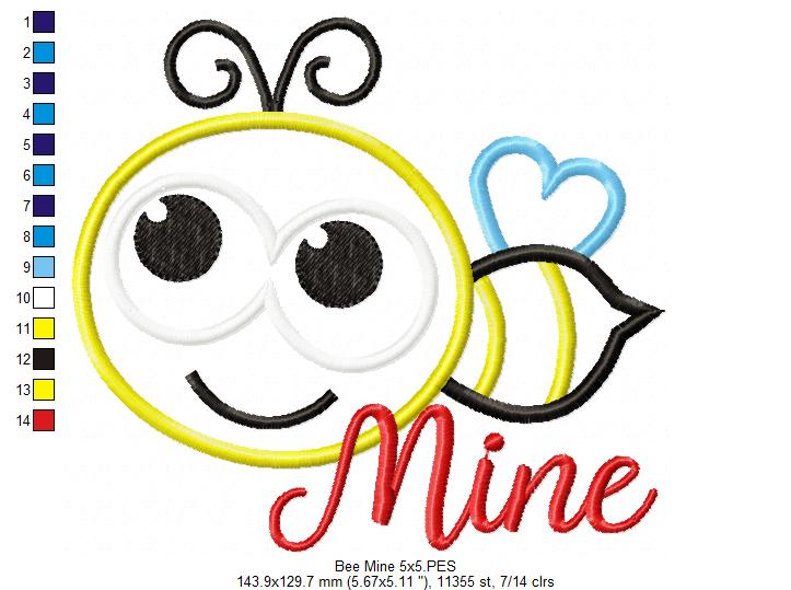 Valentine's Bee Mine  - Applique