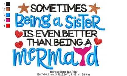 Sometimes Being a Sister is Even Better Than Being a Mermaid - Fill Stitch