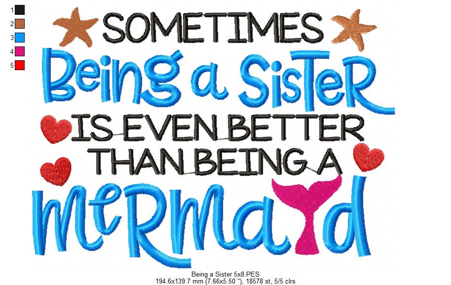 Sometimes Being a Sister is Even Better Than Being a Mermaid - Fill Stitch
