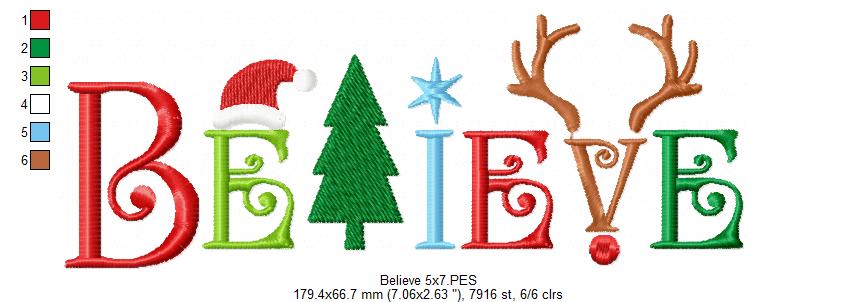 Believe - Fill Stitch