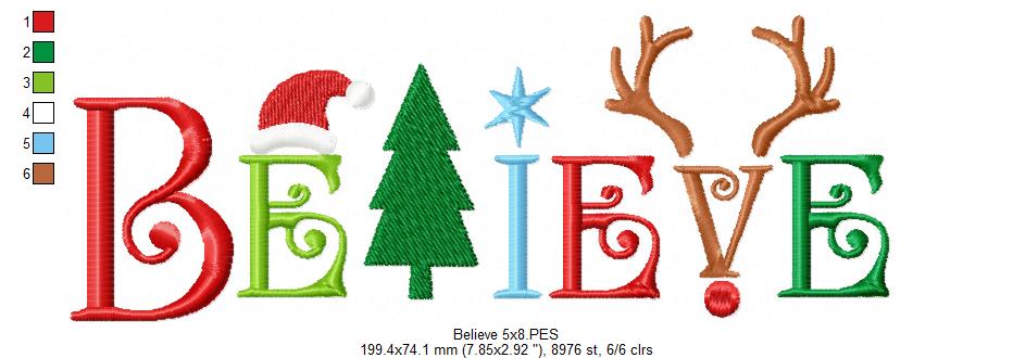 Believe - Fill Stitch