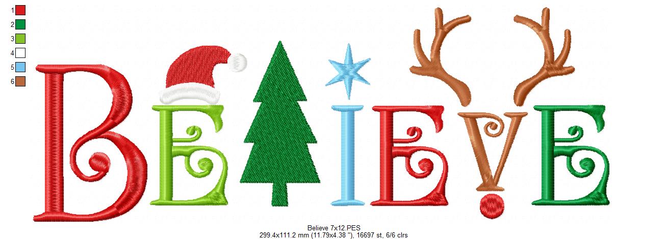 Believe - Fill Stitch