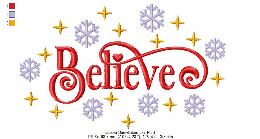 Believe Snowflakes - Fill Stitch