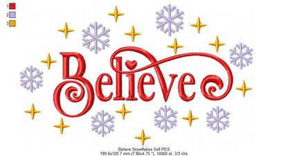 Believe Snowflakes - Fill Stitch