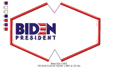 Joe Biden President Face Mask - ITH Project - Machine Embroidery Design