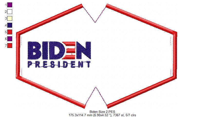 Joe Biden President Face Mask - ITH Project - Machine Embroidery Design