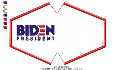 Joe Biden President Face Mask - ITH Project - Machine Embroidery Design