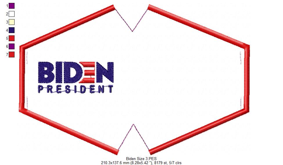 Joe Biden President Face Mask - ITH Project - Machine Embroidery Design