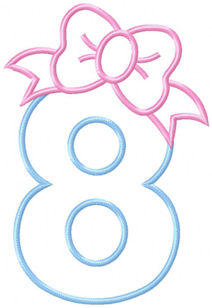 Big Bow Numbers Set 0–9 – Appliqué – Machine Embroidery Design