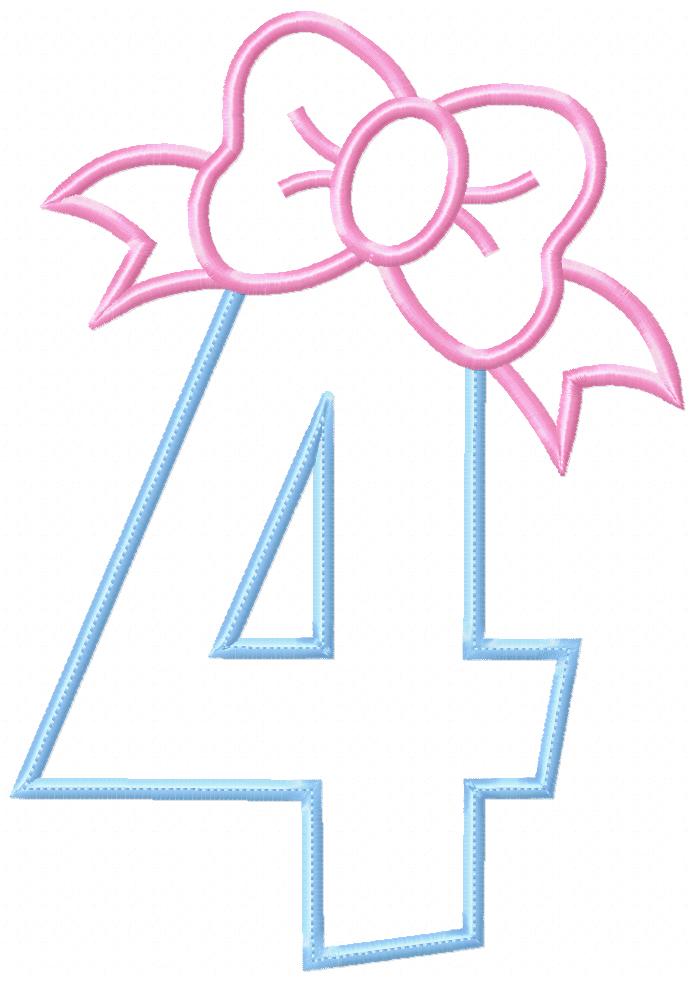 Big Bow Number 4 – Appliqué – Machine Embroidery Design