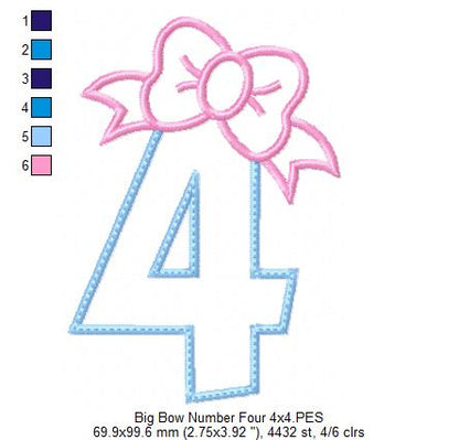 Big Bow Number 4 – Appliqué – Machine Embroidery Design