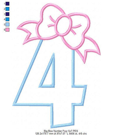 Big Bow Number 4 – Appliqué – Machine Embroidery Design