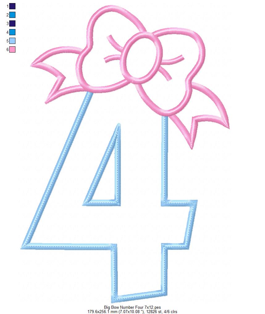 Big Bow Number 4 – Appliqué – Machine Embroidery Design