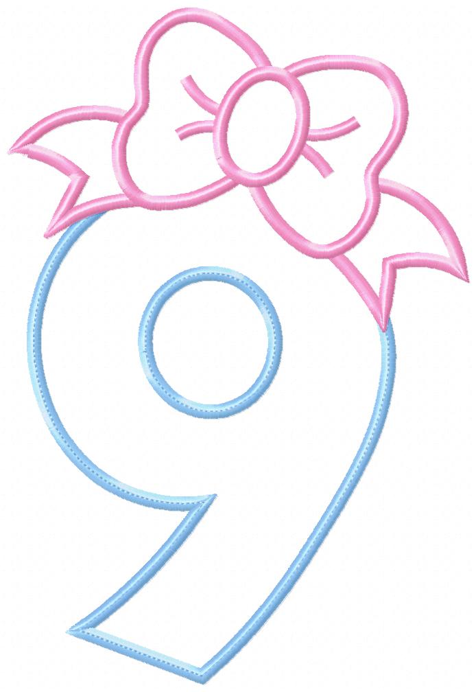 Big Bow Number Nine - Appliqué – Machine Embroidery Design
