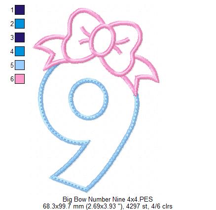 Big Bow Number Nine - Appliqué – Machine Embroidery Design