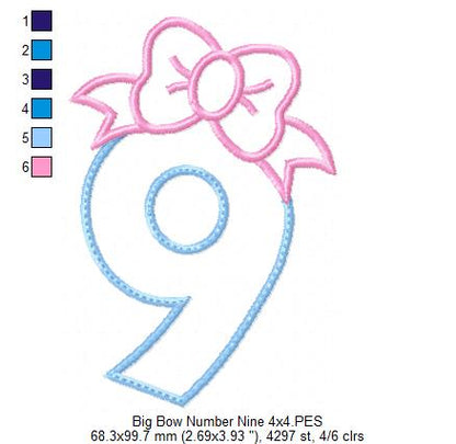 Big Bow Number Nine - Appliqué – Machine Embroidery Design