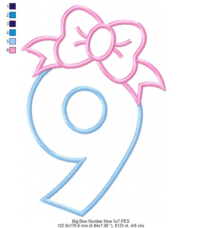 Big Bow Number Nine - Appliqué – Machine Embroidery Design