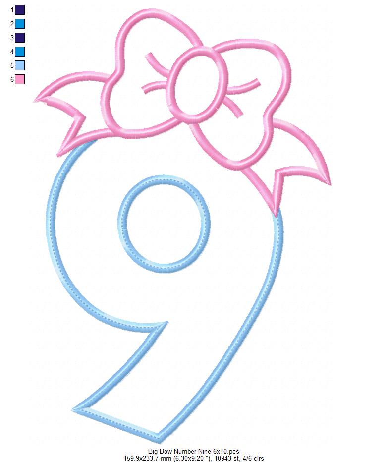 Big Bow Number Nine - Appliqué – Machine Embroidery Design