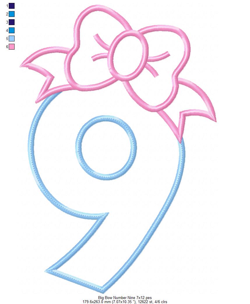 Big Bow Number Nine - Appliqué – Machine Embroidery Design