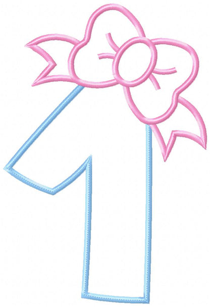 Big Bow Number One - Applique Stitch - Machine Embroidery Design