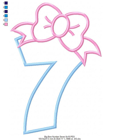 Big Bow Number 7 – Appliqué – Machine Embroidery Design