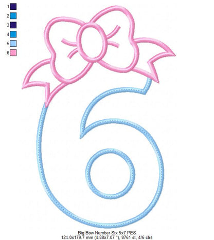 Big Bow Number Six - Appliqué - Machine Embroidery Design