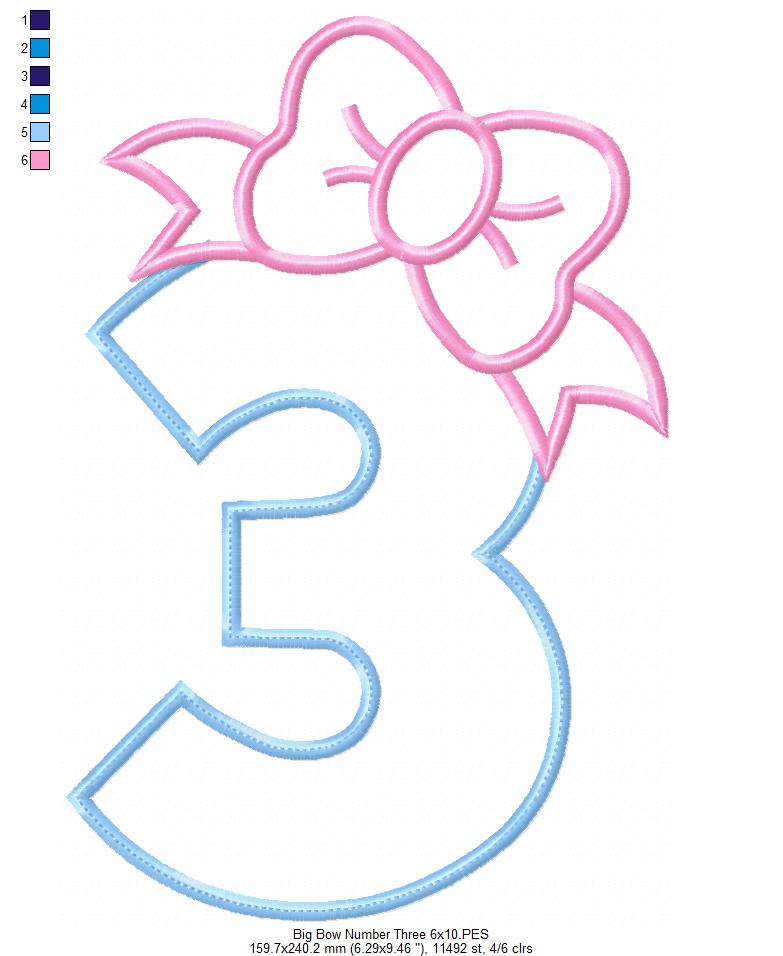 Big Bow Number Three – Appliqué – Machine Embroidery Design
