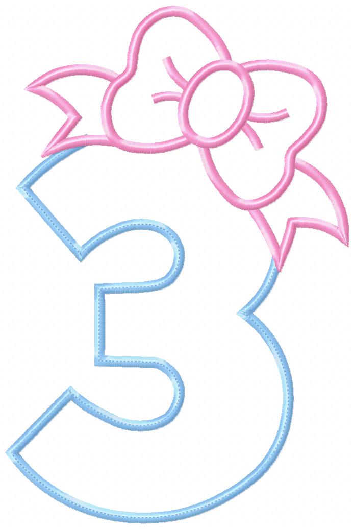 Big Bow Numbers Set 0–9 – Appliqué – Machine Embroidery Design