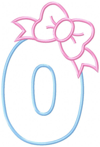 Big Bow Number 0 Monogram O - Applique