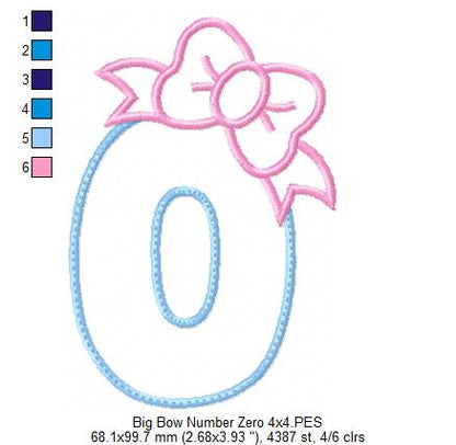 Big Bow Number 0 Monogram O - Applique