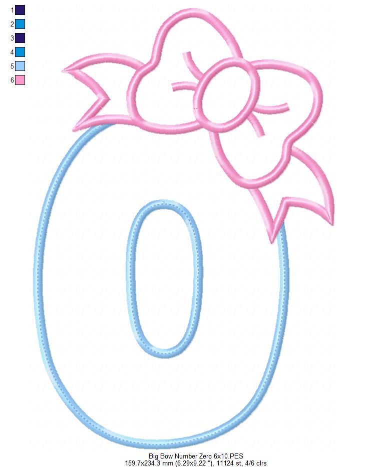 Big Bow Number 0 Monogram O - Applique