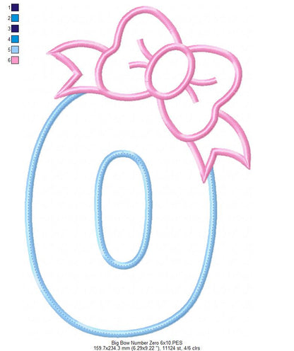 Big Bow Number 0 Monogram O - Applique