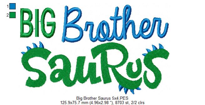 Lil, Mid and Big Brother Saurus - Fill Stitch - Set of 3 designs