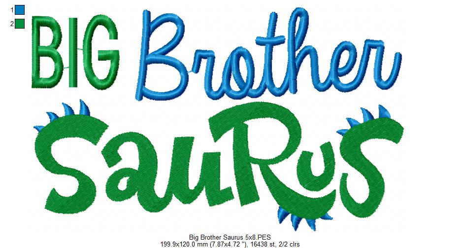Big Brother Saurus - Fill Stitch Embroidery
