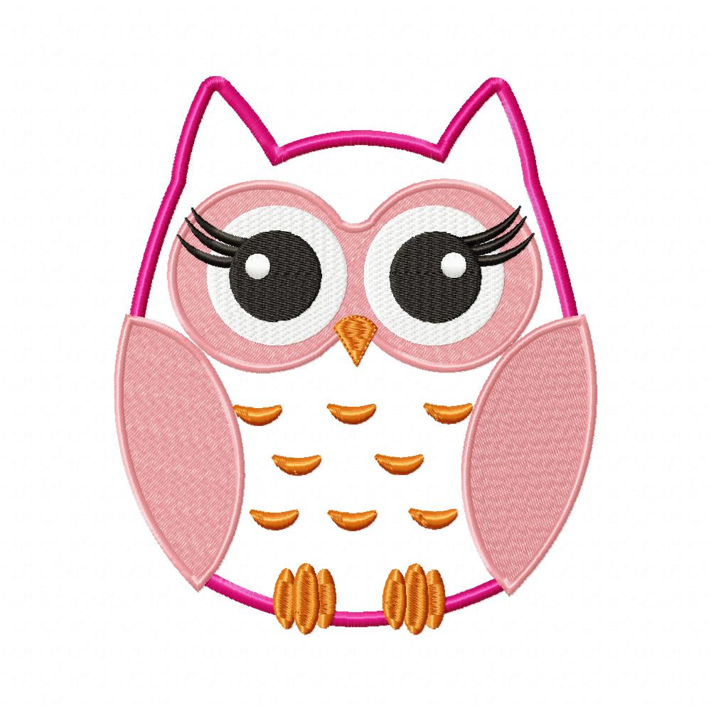 Owl with Big Eyelashes - Applique - Machine Embroidery Design