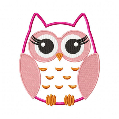 Owl with Big Eyelashes - Applique - Machine Embroidery Design