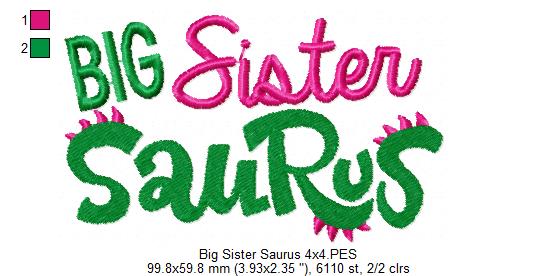 Big Sister Saurus – Fill Stitch – Machine Embroidery Design