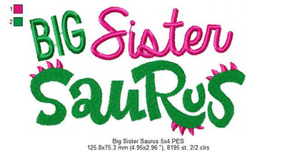 Big Sister Saurus – Fill Stitch – Machine Embroidery Design