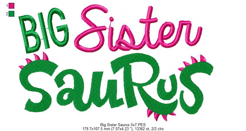 Big Sister Saurus – Fill Stitch – Machine Embroidery Design