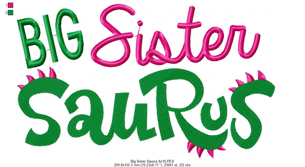 Big Sister Saurus – Fill Stitch – Machine Embroidery Design